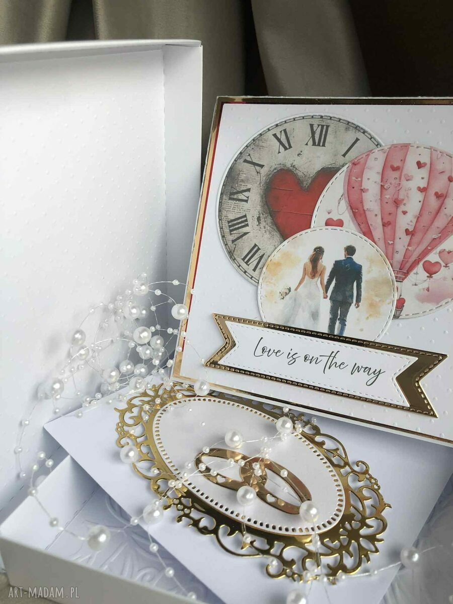 Kartka ślubna w pudełku - personalizowane życzenia Love