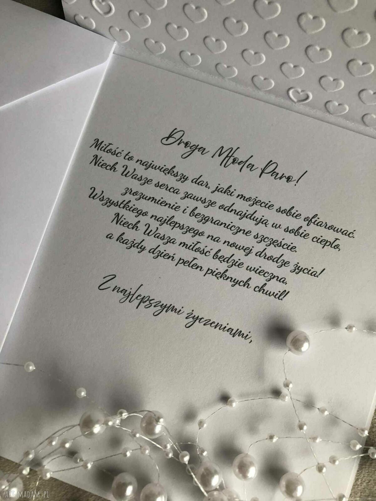 Kartka ślubna z kopertą 14 x 14 cm - miłość, kwiaty i srebrne lustro