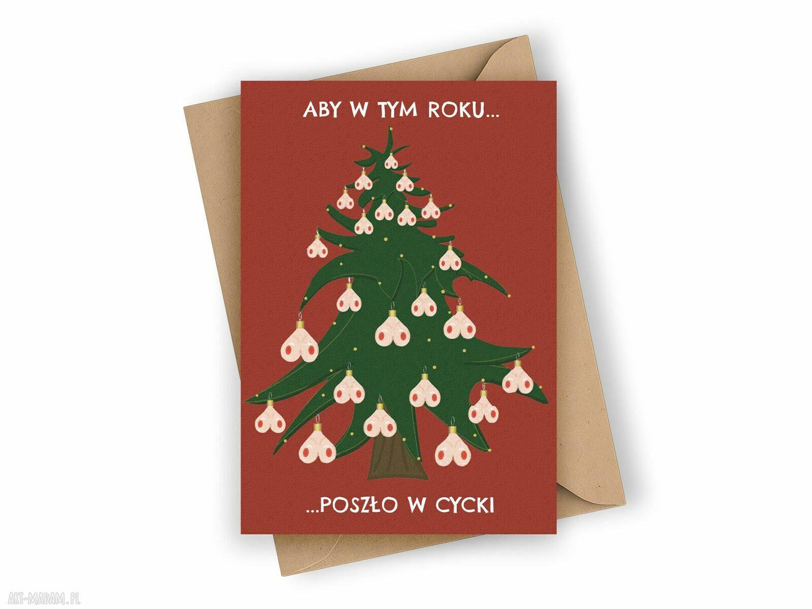 Zabawna kartka świąteczna - aby w tym roku poszło w cycki!