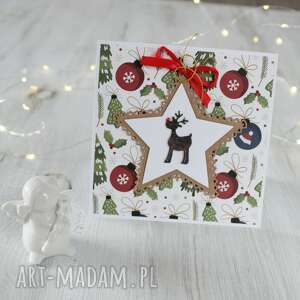 kartka świąteczna na boże narodzenie - beżowe scrapbooking