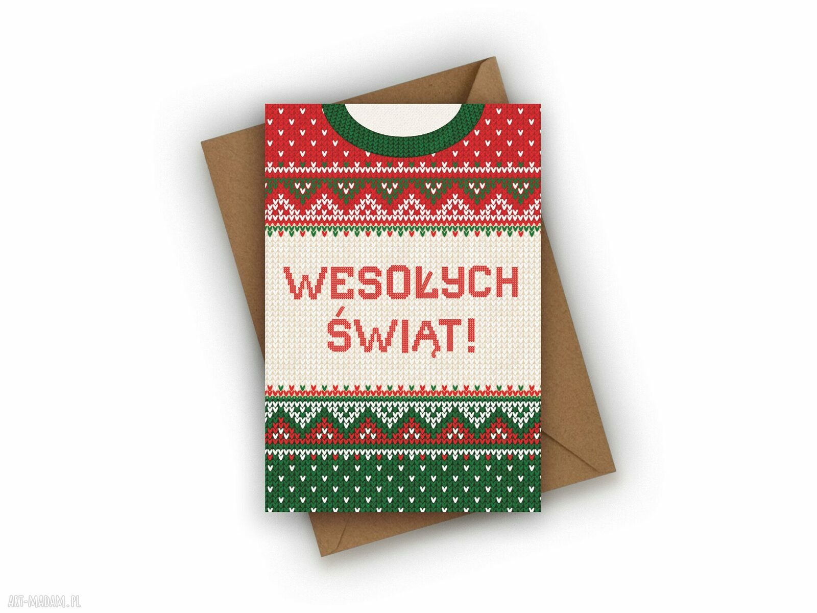Kartka świąteczna Wesołych Świąt - sweterek świąteczny