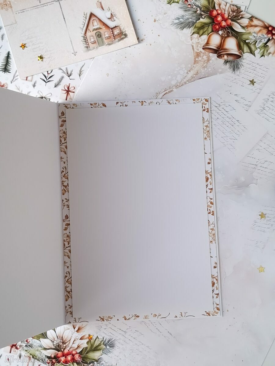 pomysł na świąteczny prezent: Kartka świąteczna z zielonym napisem hand made
