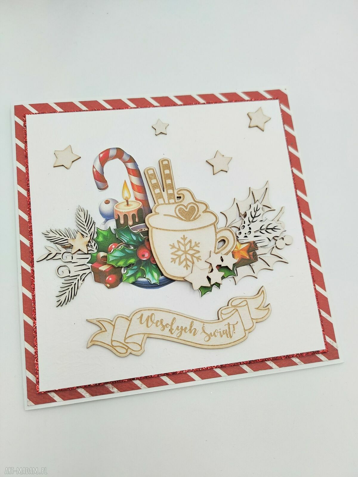 Kartka świąteczna scrapbooking z kopertą „Wesołych Świąt”