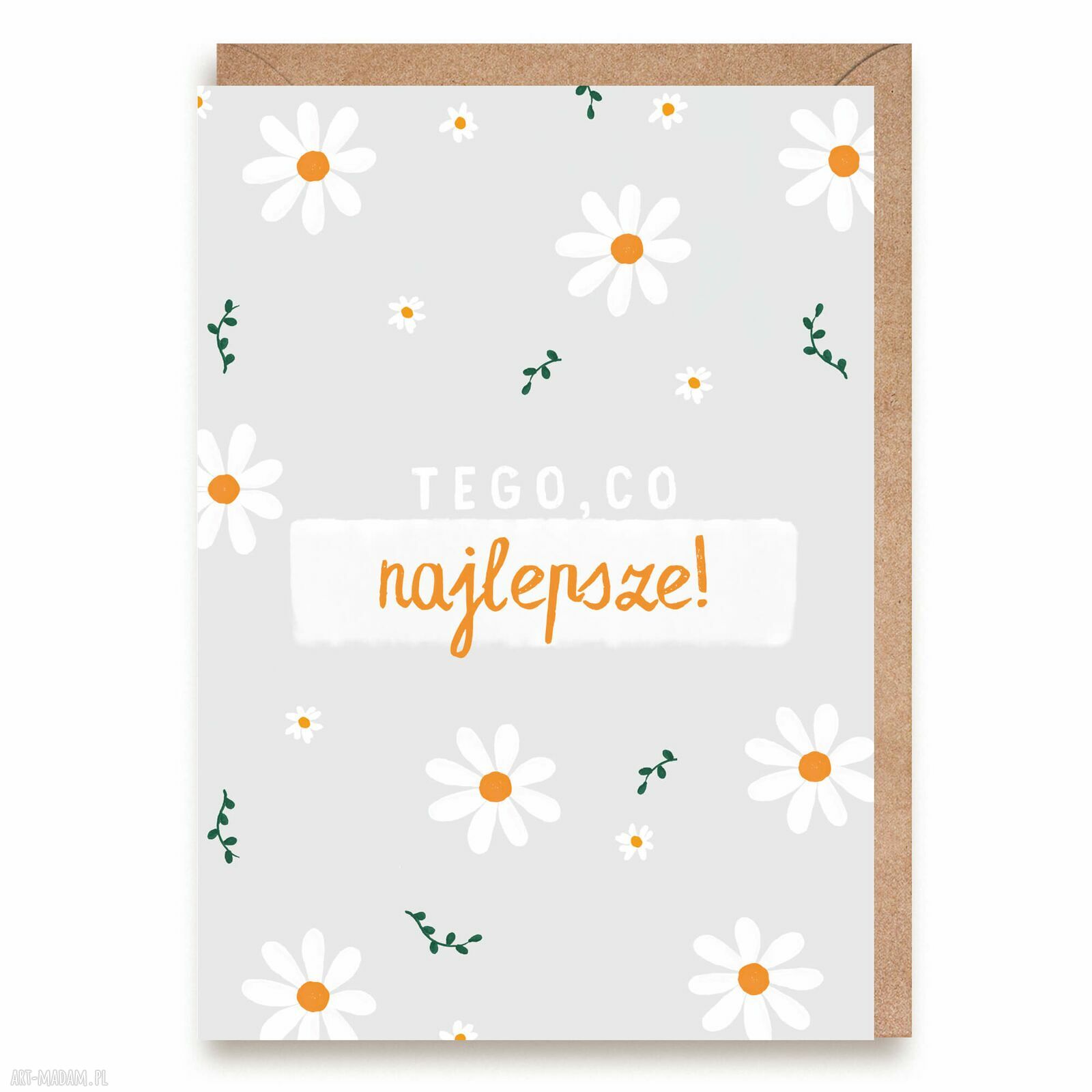 Kartka „Tego, co najlepsze!” - margaretki, wiosenny motyw (A6) dla niej