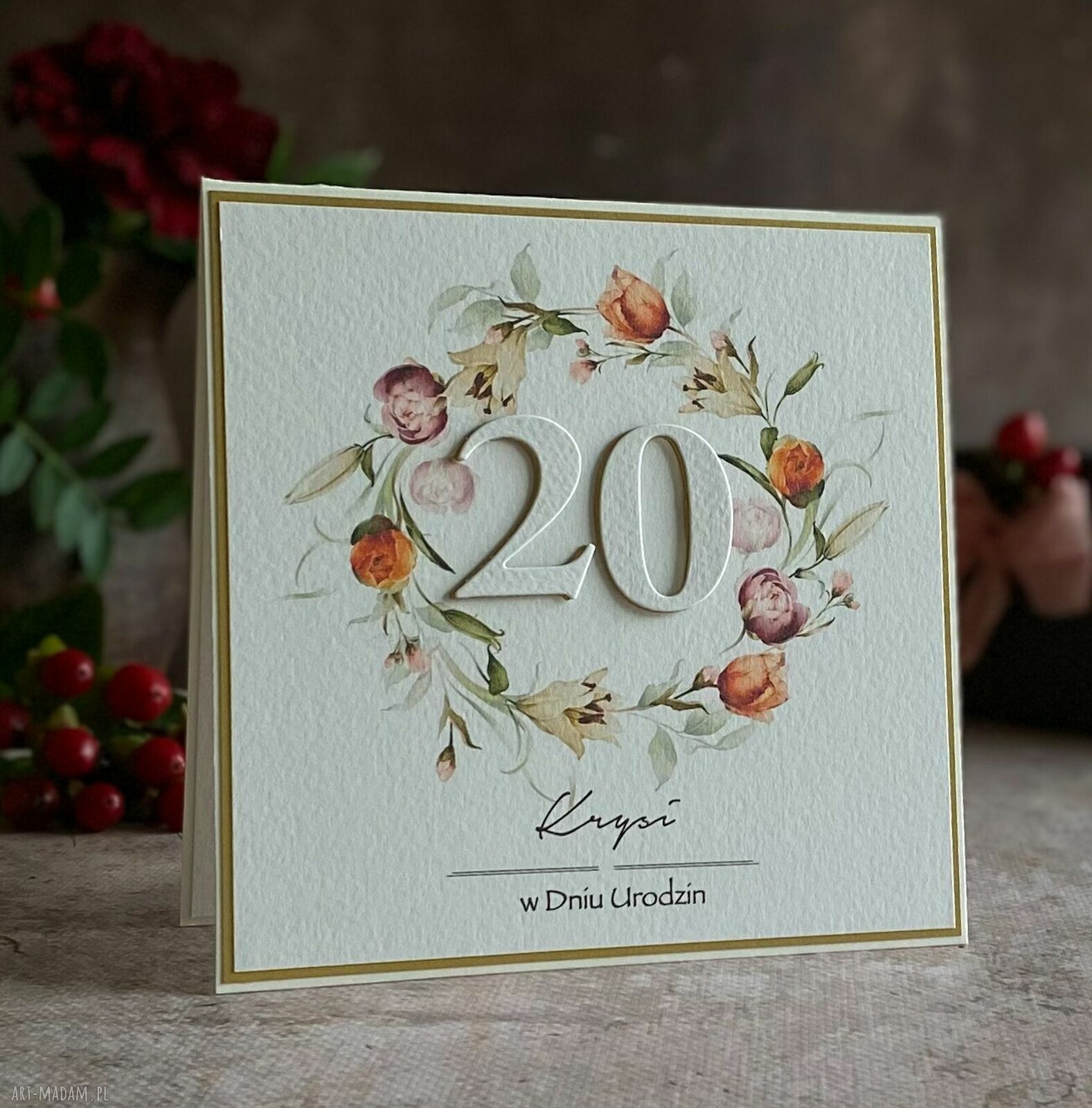 Kartka urodzinowa na 20-te urodziny z kopertą prezentową - personalizowana BH 65B