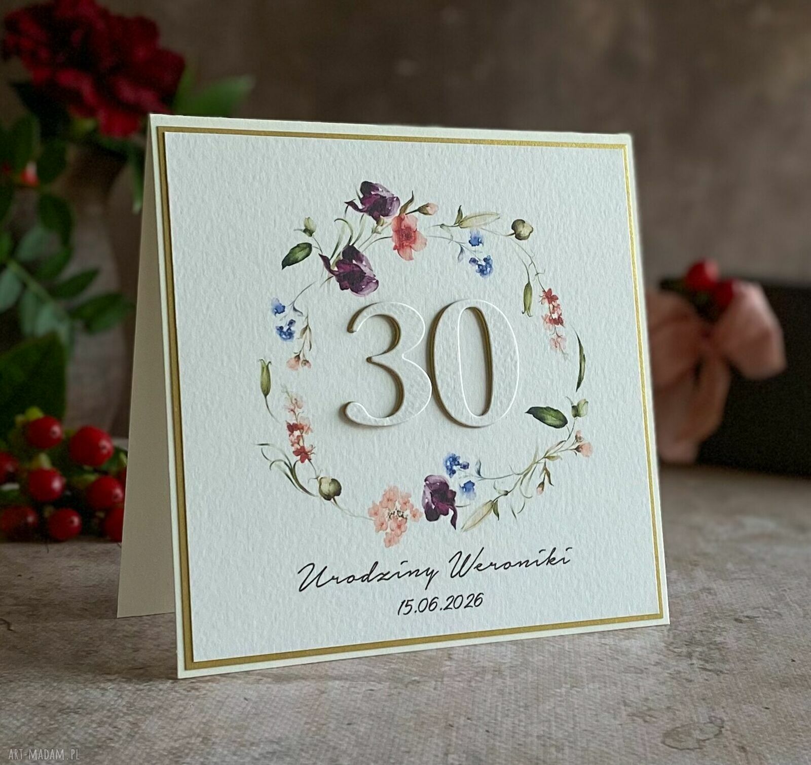Kartka urodzinowa na 30 urodziny z kopertą prezentową BH 70B - personalizowana