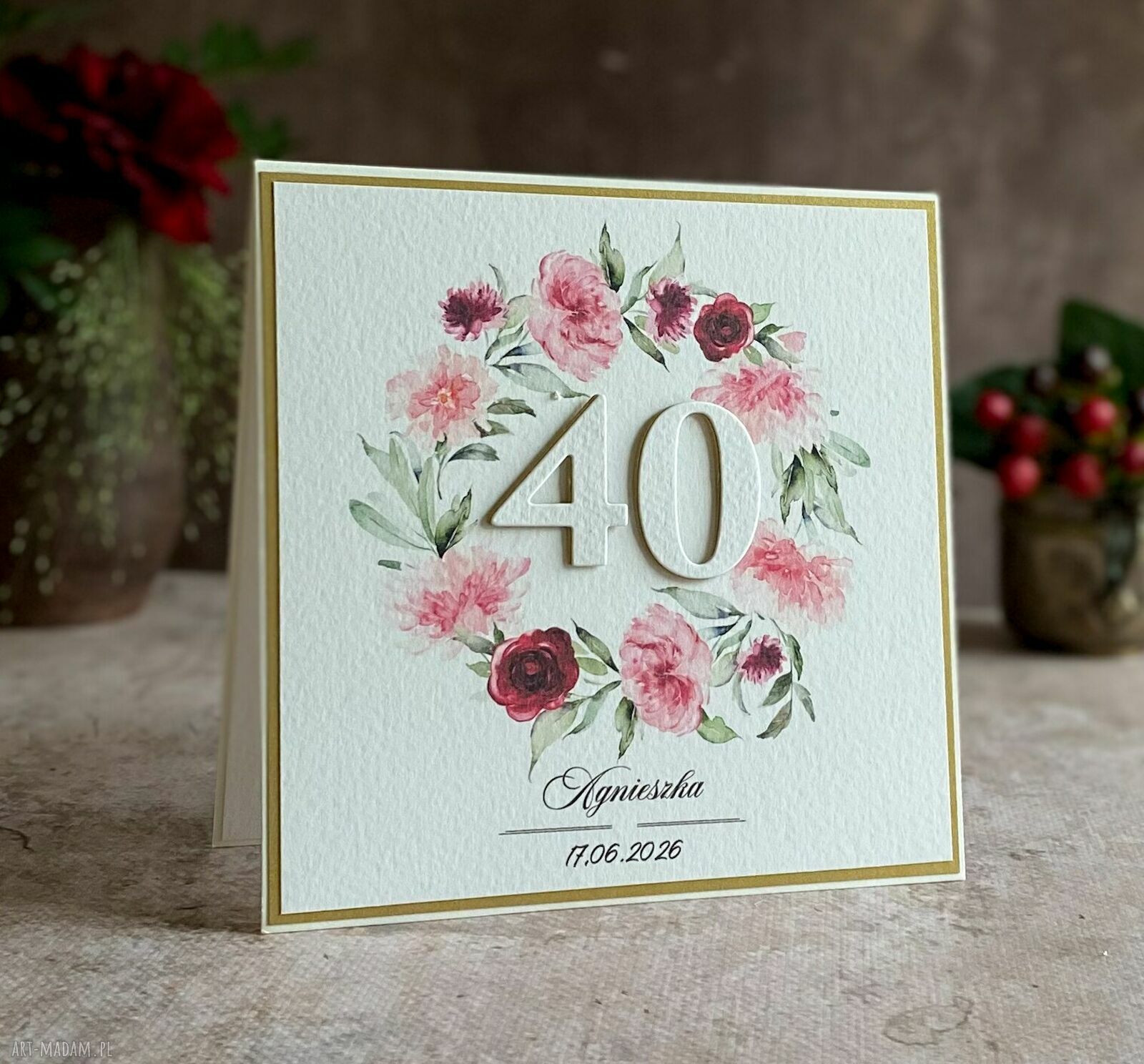 Kartka na 40 urodziny BH 21A z kopertą prezentową - personalizowana