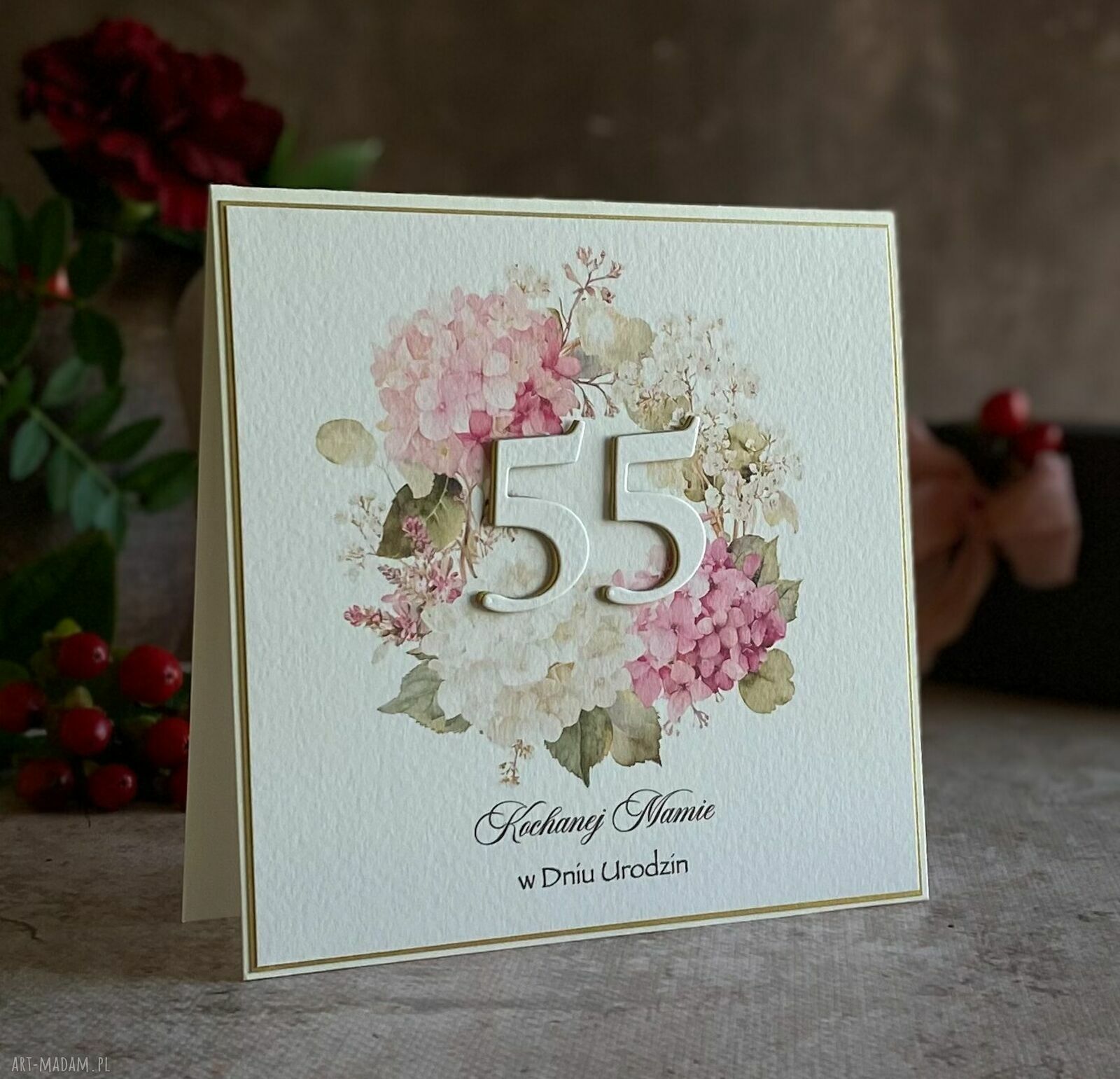 Kartka urodzinowa z kopertą prezentową BH 75A - personalizowana na 55. urodziny