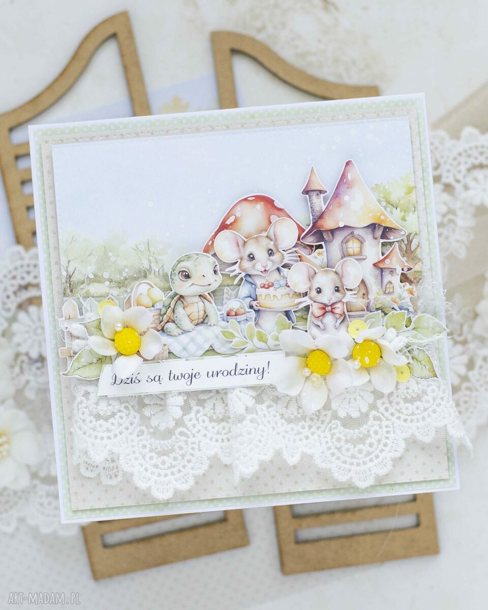 Kartka urodzinowa dla dziecka na roczek - ręcznie robiona scrapbooking