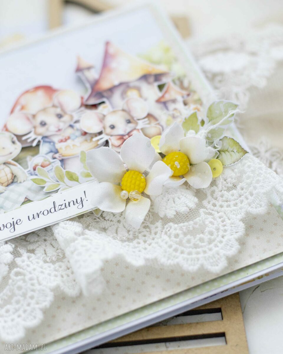 Kartka urodzinowa dla dziecka na roczek - ręcznie robiona scrapbooking