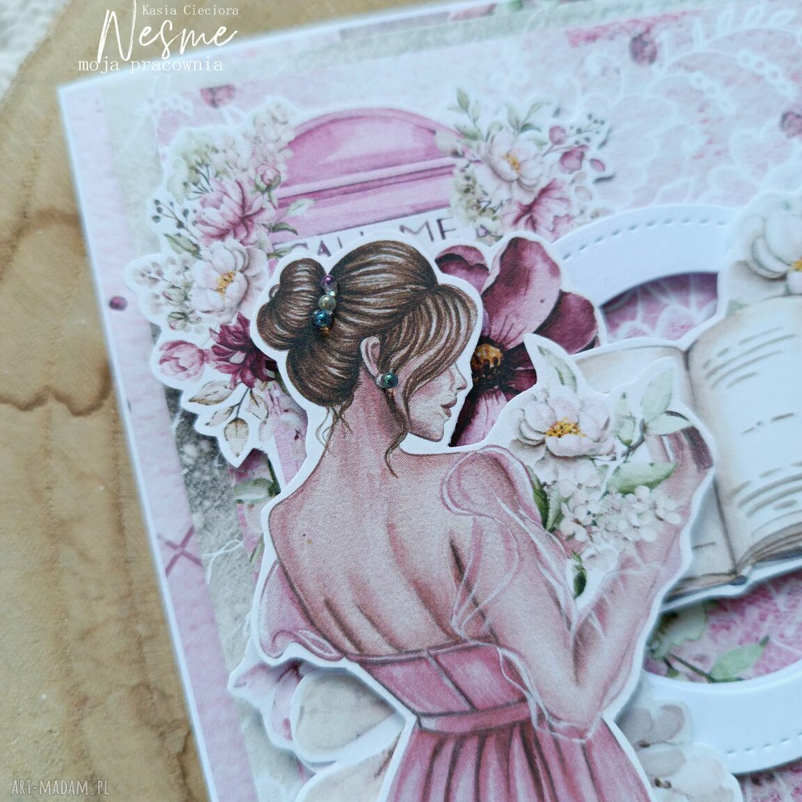 Kartka urodzinowa 3D w stylu scrapbooking dla kobiety
