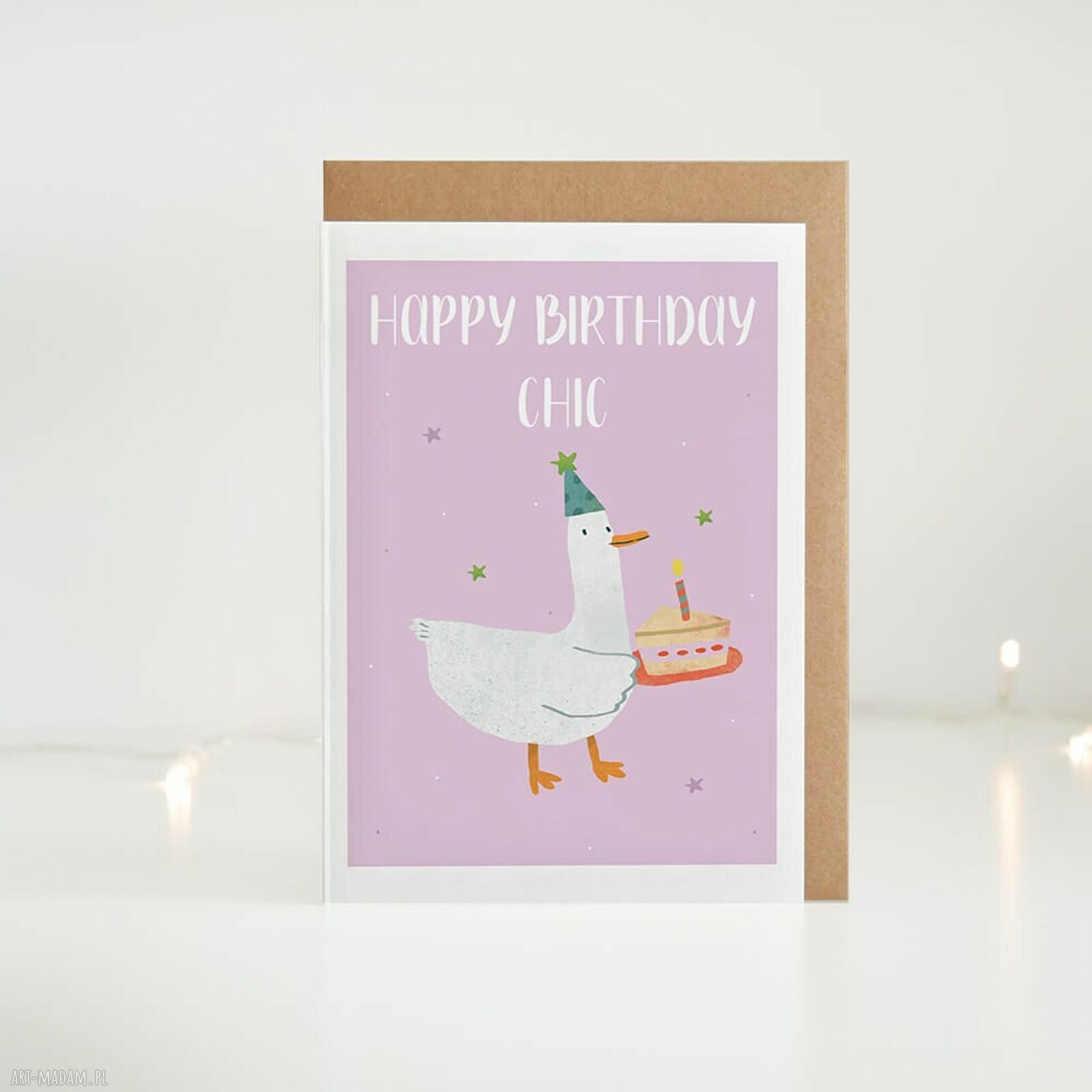 Kartka urodzinowa z gąską „Happy Birthday Chic”