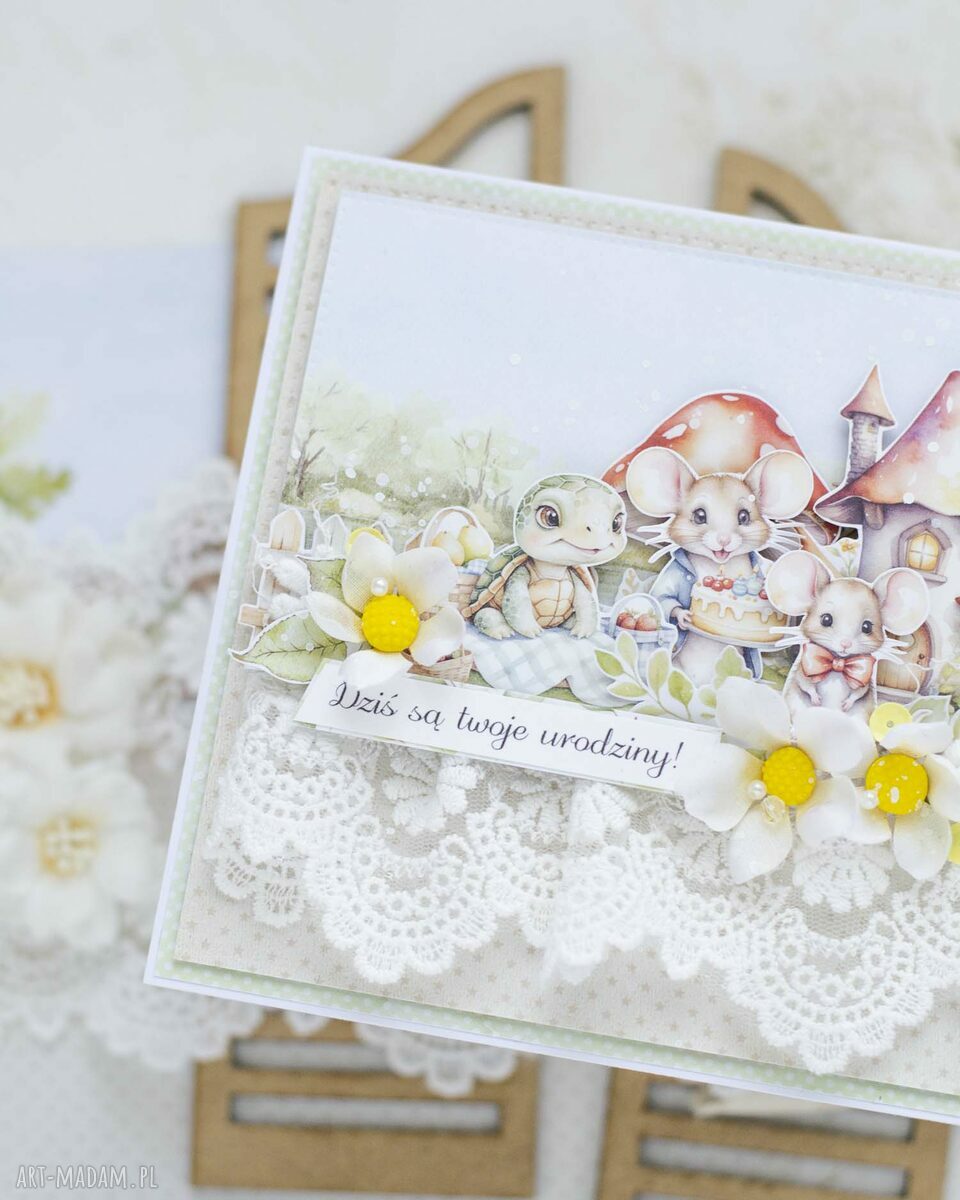 Kartka urodzinowa dla dziecka na roczek - ręcznie robiona scrapbooking