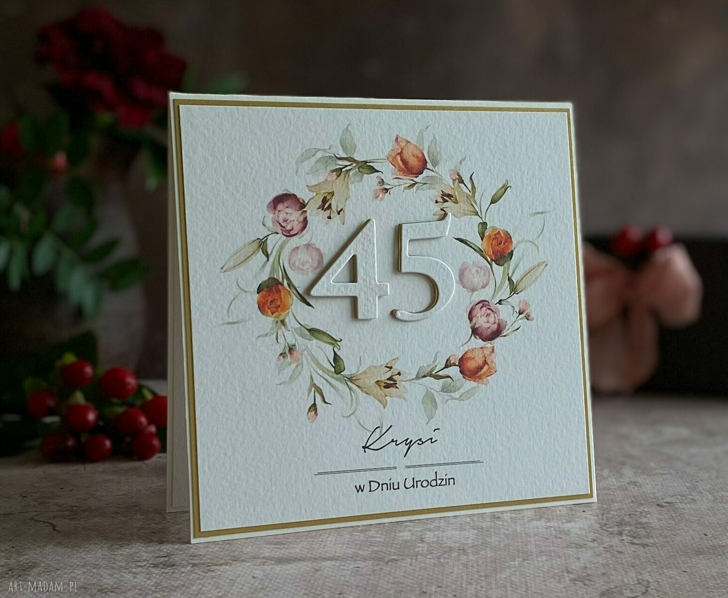 Personalizowana kartka urodzinowa z kopertą prezentową - 45 urodziny