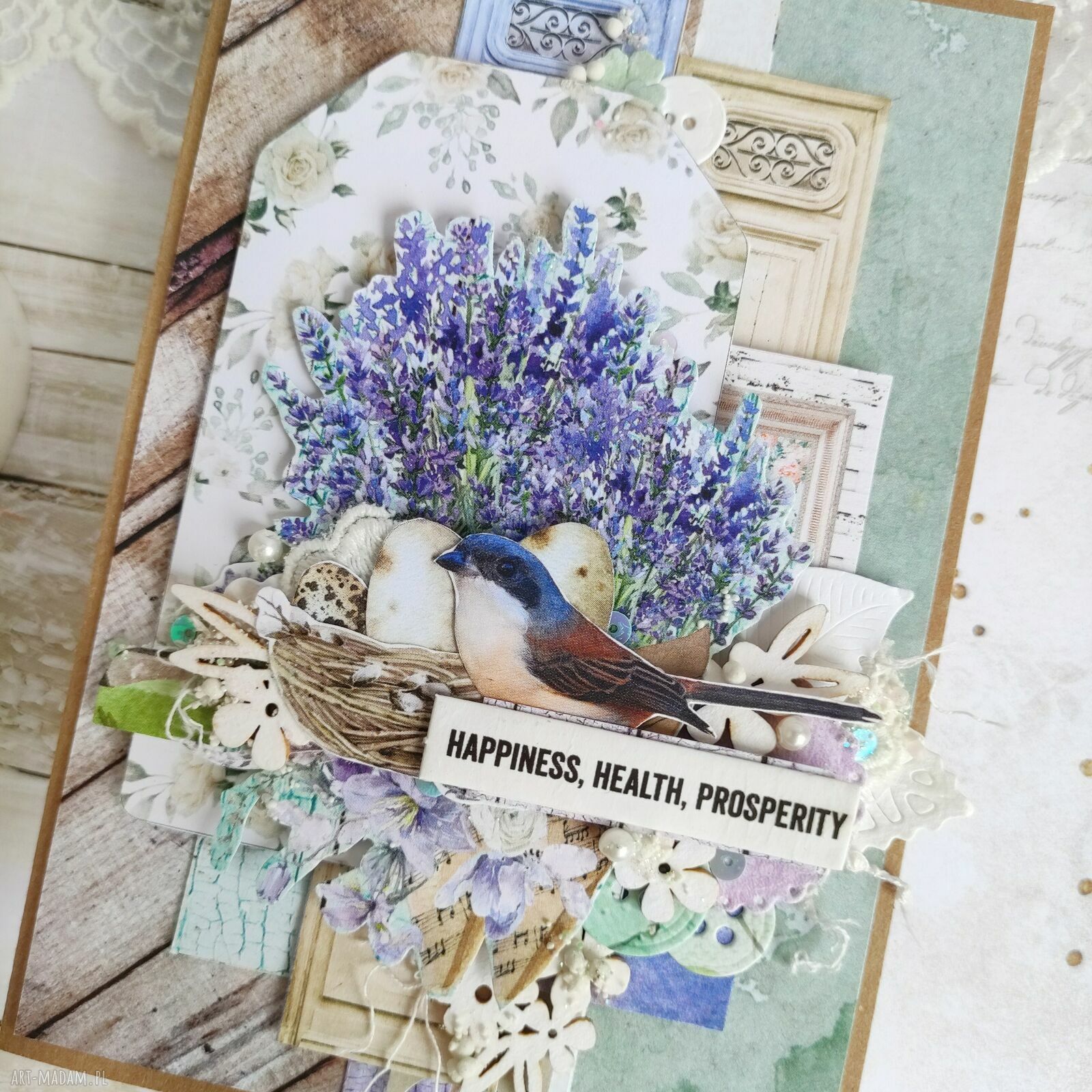 Kartka urodzinowa z życzeniami - ręcznie robiona scrapbooking