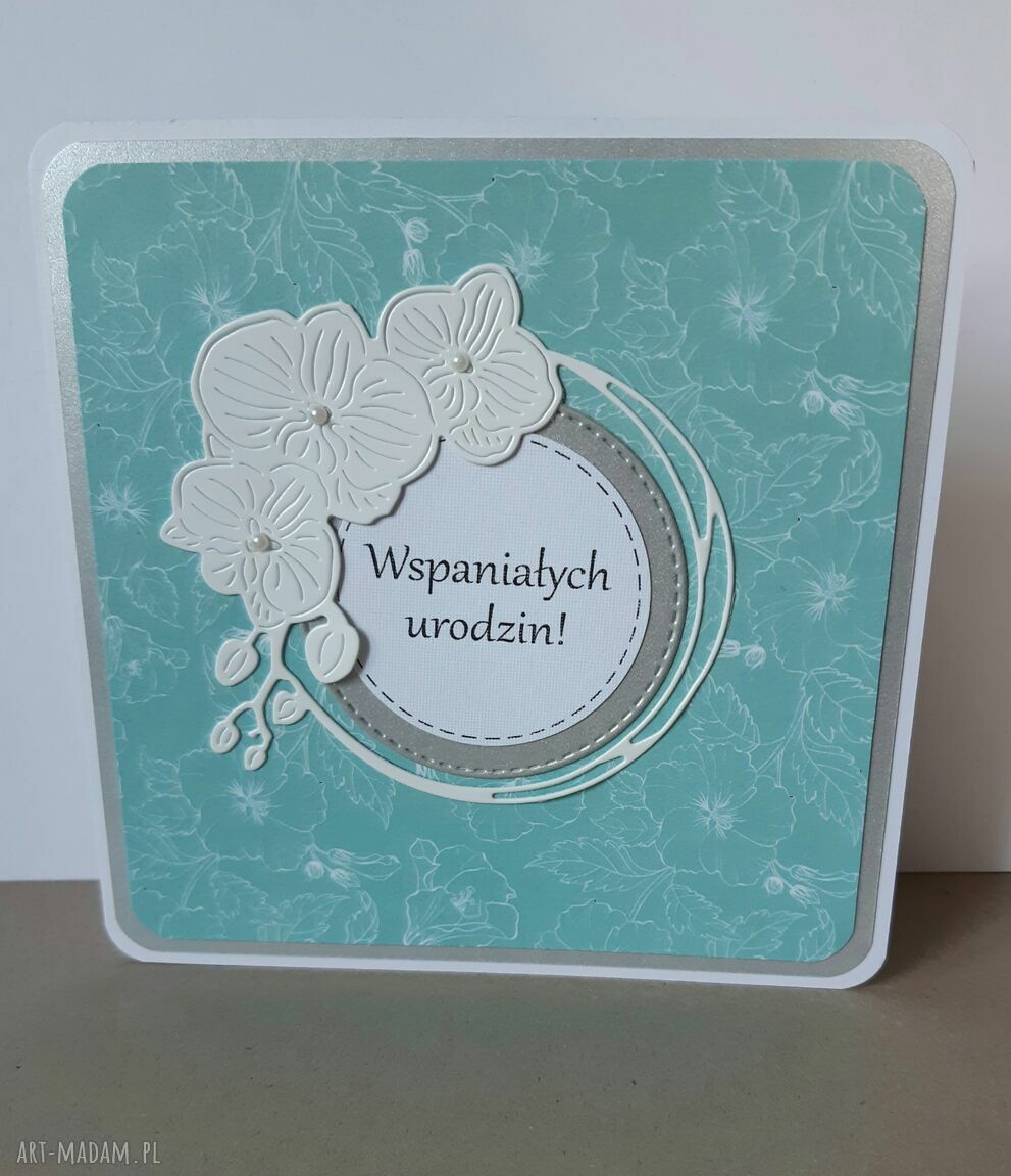Kartka urodzinowa ze storczykiem - ręcznie robiona scrapbooking