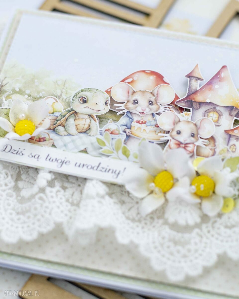 Kartka urodzinowa dla dziecka na roczek - ręcznie robiona scrapbooking