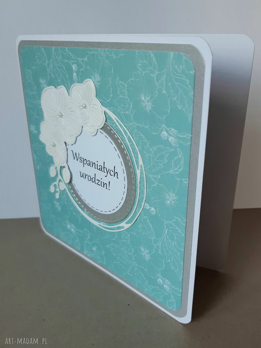 Kartka urodzinowa ze storczykiem - ręcznie robiona scrapbooking