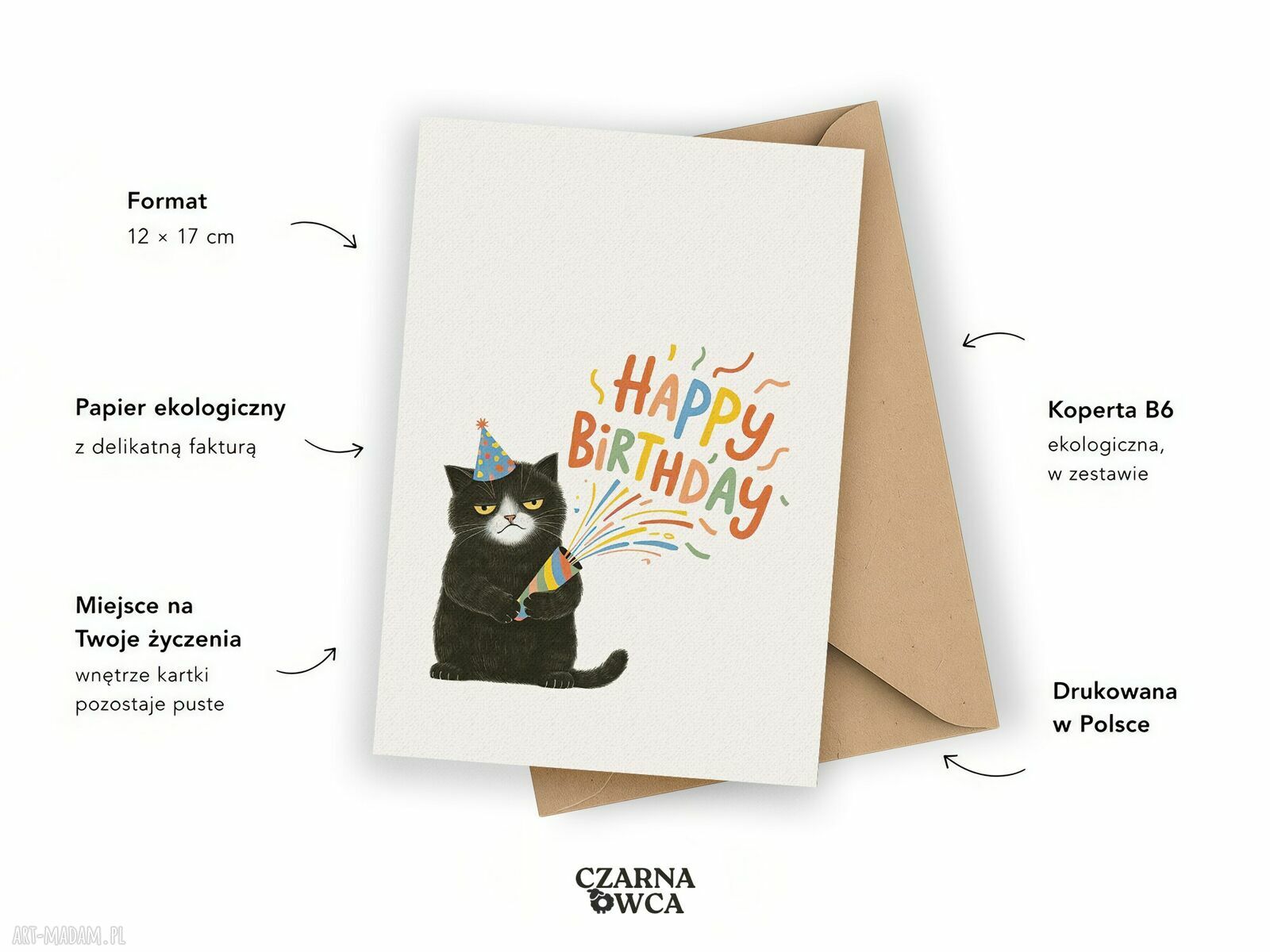 Kartka urodzinowa z kotem "Happy Birthday"