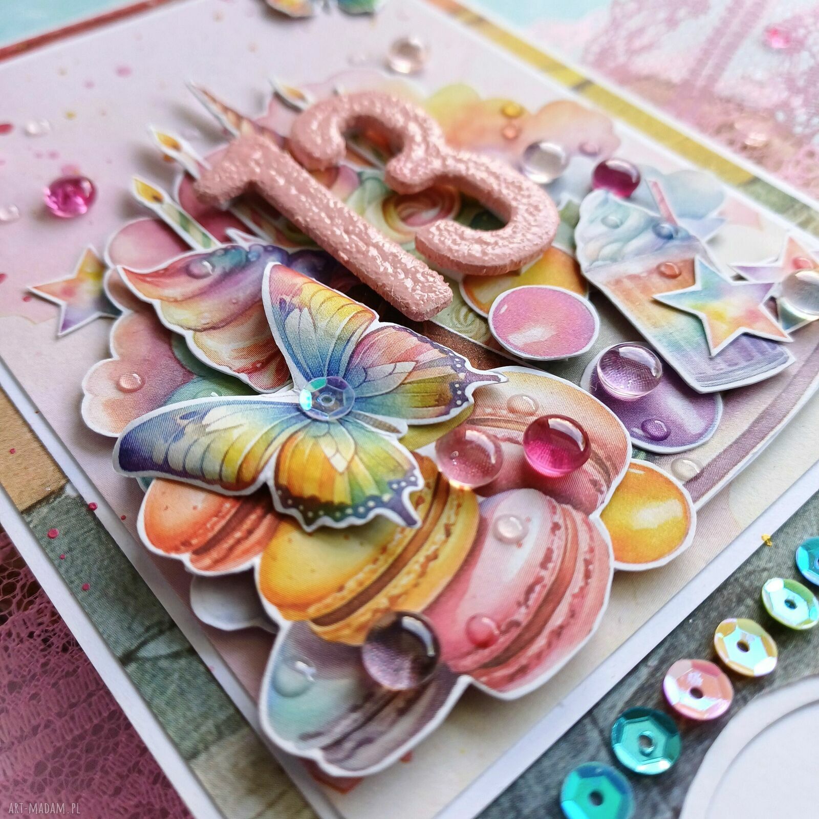 Ręcznie robiona kartka okolicznościowa w stylu scrapbooking