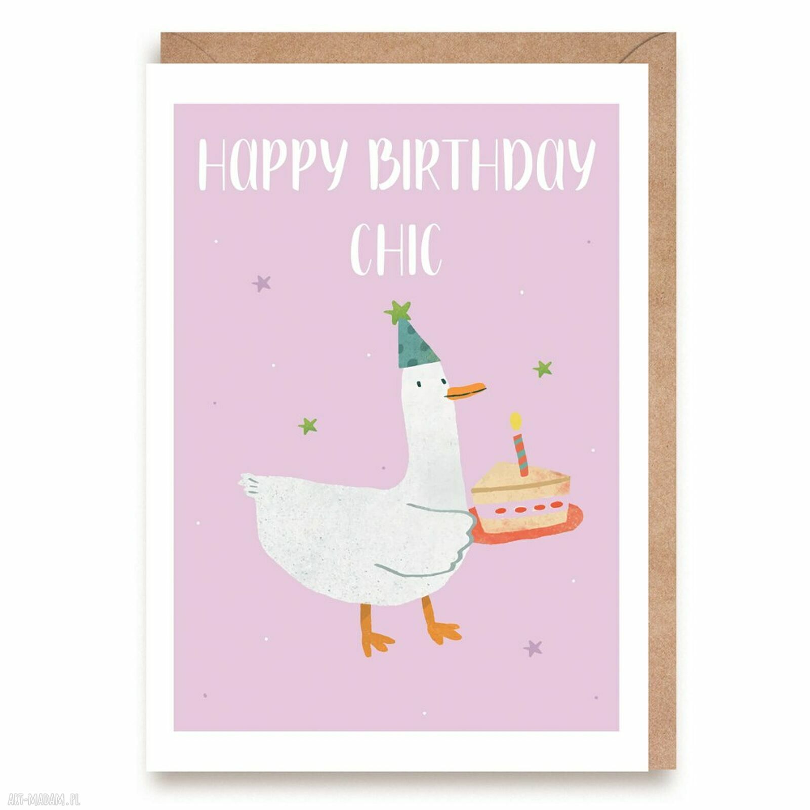 Kartka urodzinowa z gąską „Happy Birthday Chic”