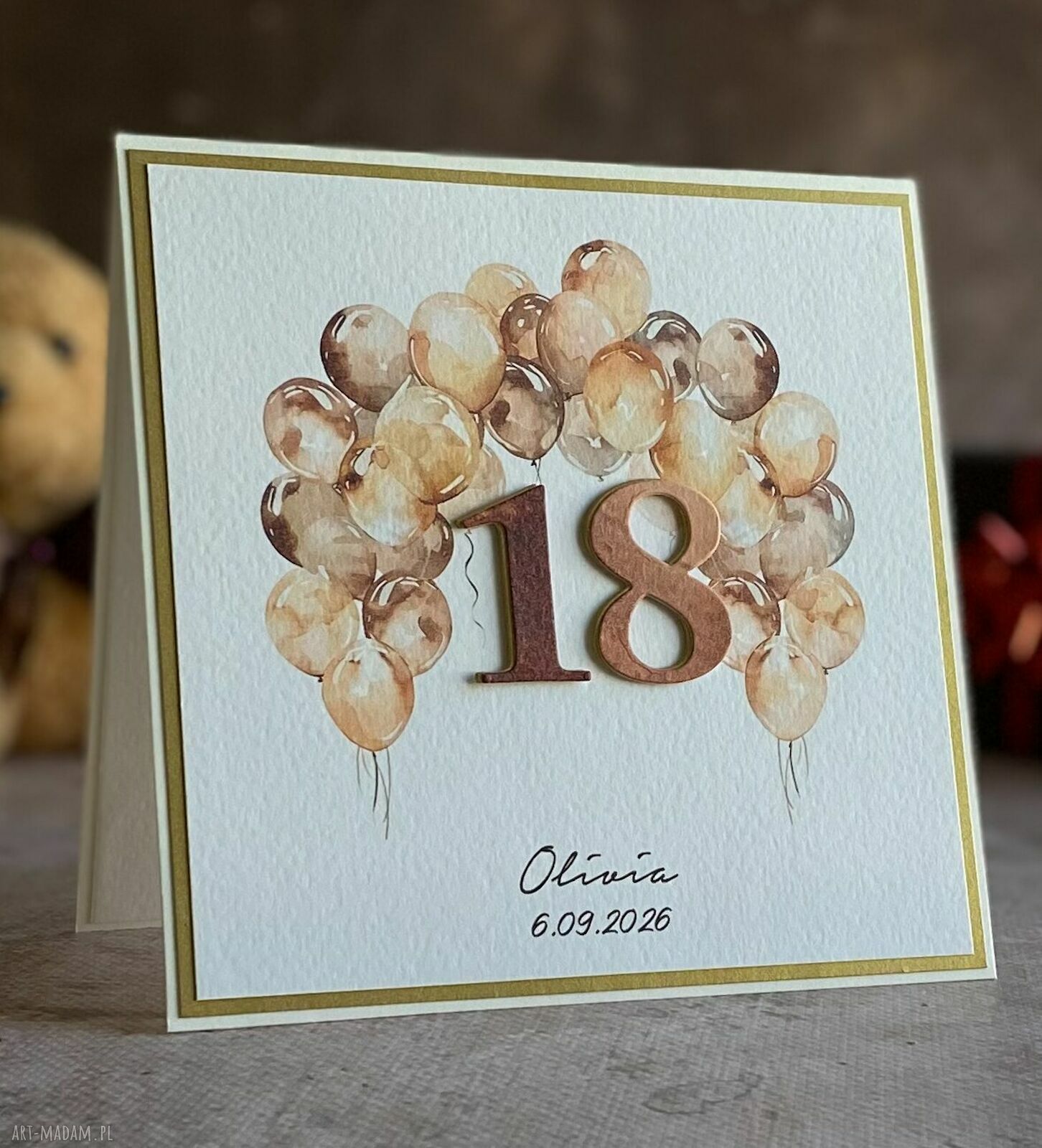 Kartka na 18 urodziny z kopertą prezentową - personalizowany zestaw BE HAPPY