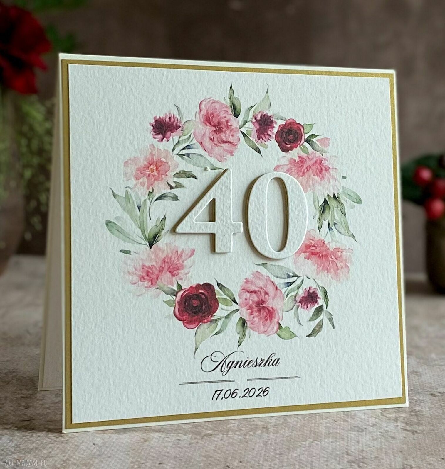 Kartka na 40 urodziny BH 21A z kopertą prezentową - personalizowana