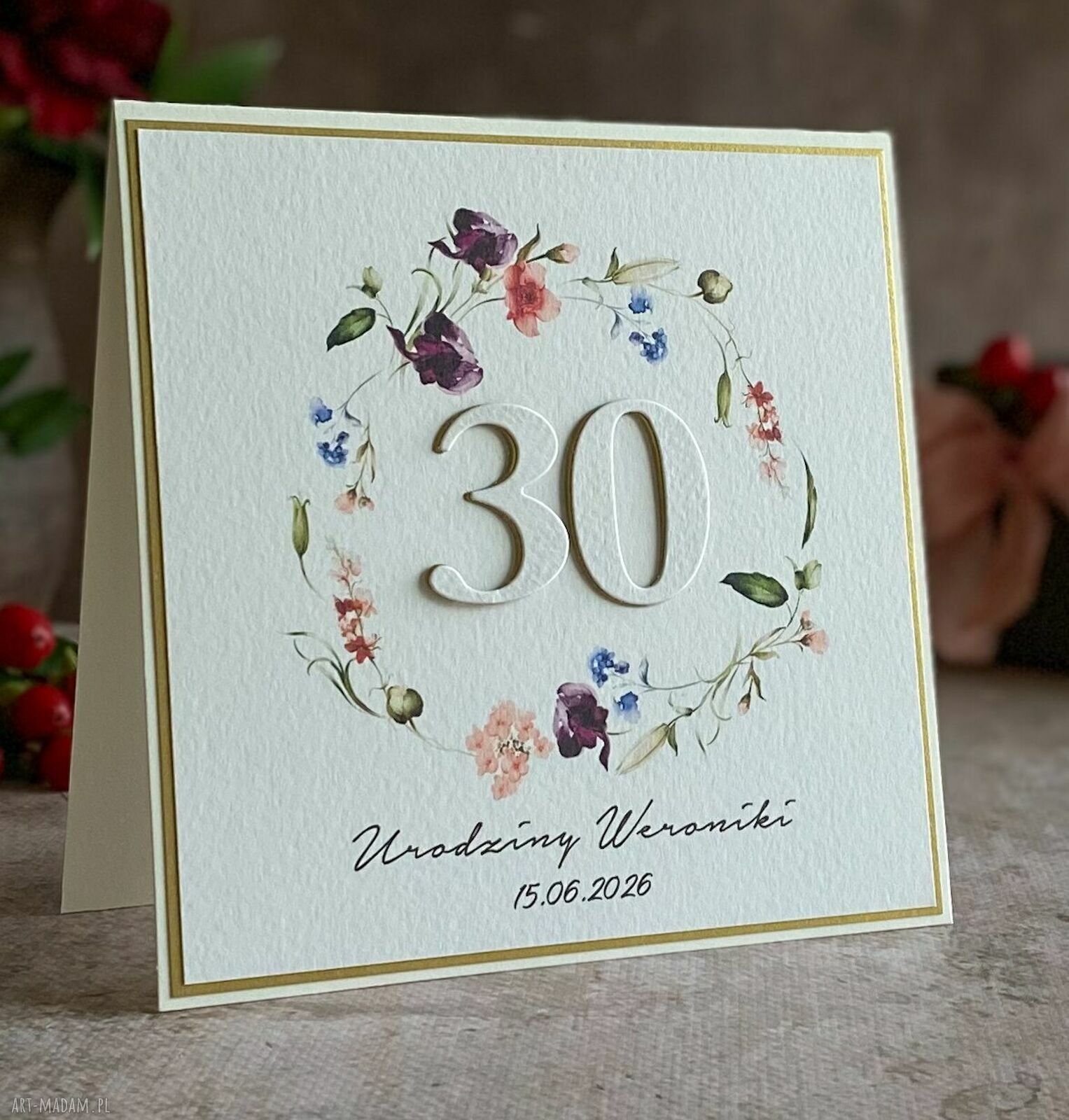 Kartka urodzinowa na 30 urodziny z kopertą prezentową BH 70B - personalizowana