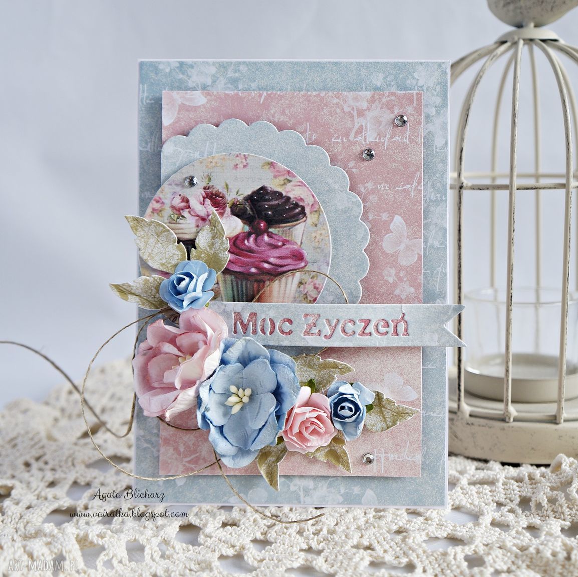 Kartka urodzinowa i imieninowa z muffinkami personalizowana z imieniem