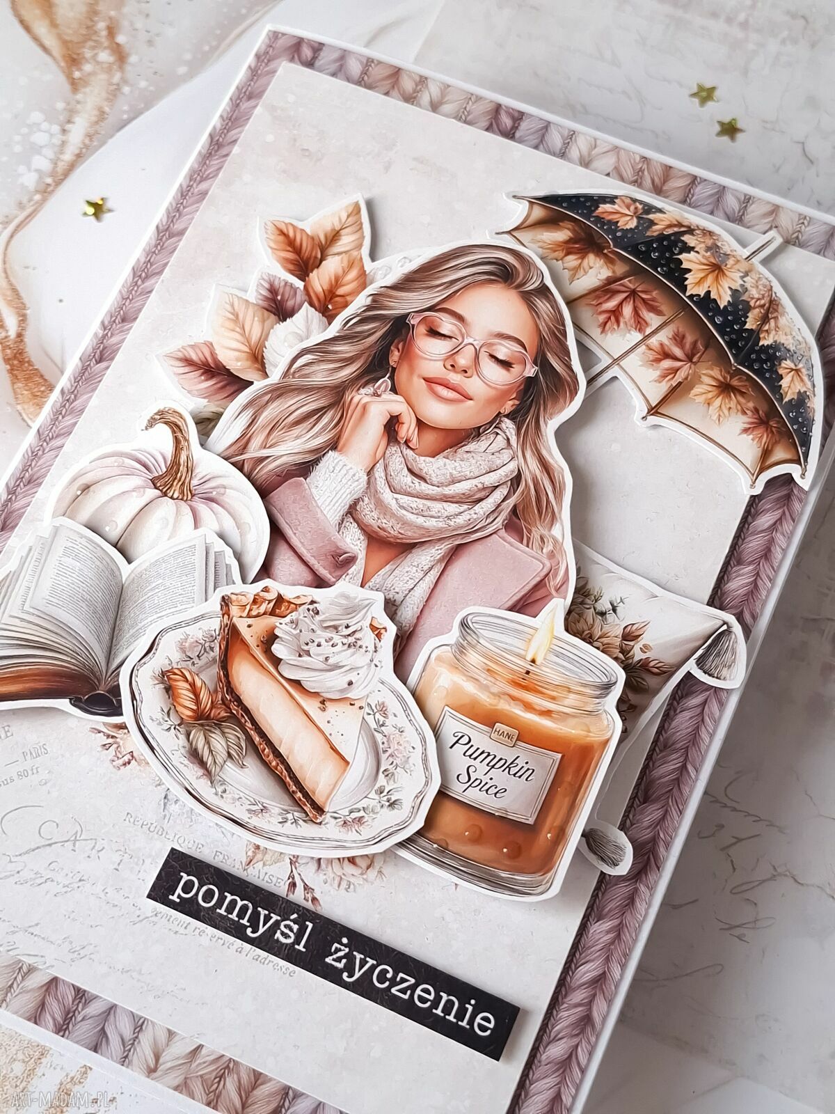 scrapbooking kartki: Kartka urodzinowa z napisem pomyśl życzenie hand made