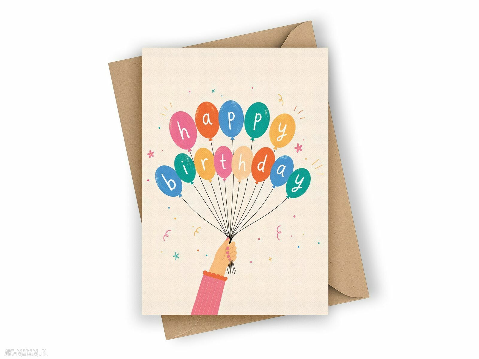 Kartka urodzinowa z balonami Happy Birthday