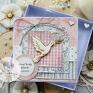 kartka komunia scrapbooking kartki różowe w pudełeczku. warstwowa