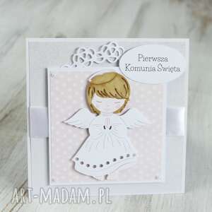 kartka w pudełku - komunia - beżowe scrapbooking kartki