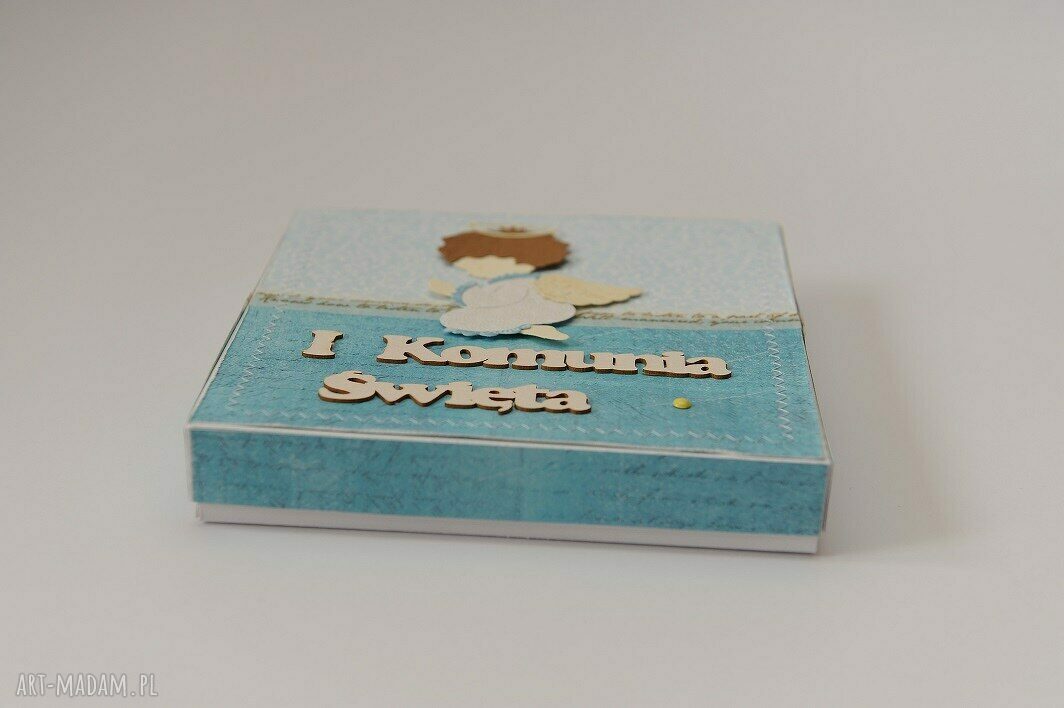 Kartka w pudełku na Komunię - ręcznie robiona i personalizowana