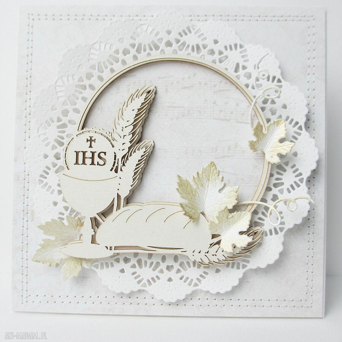 Kartka w pudełku na Komunię - rękodzieło scrapbooking 3D