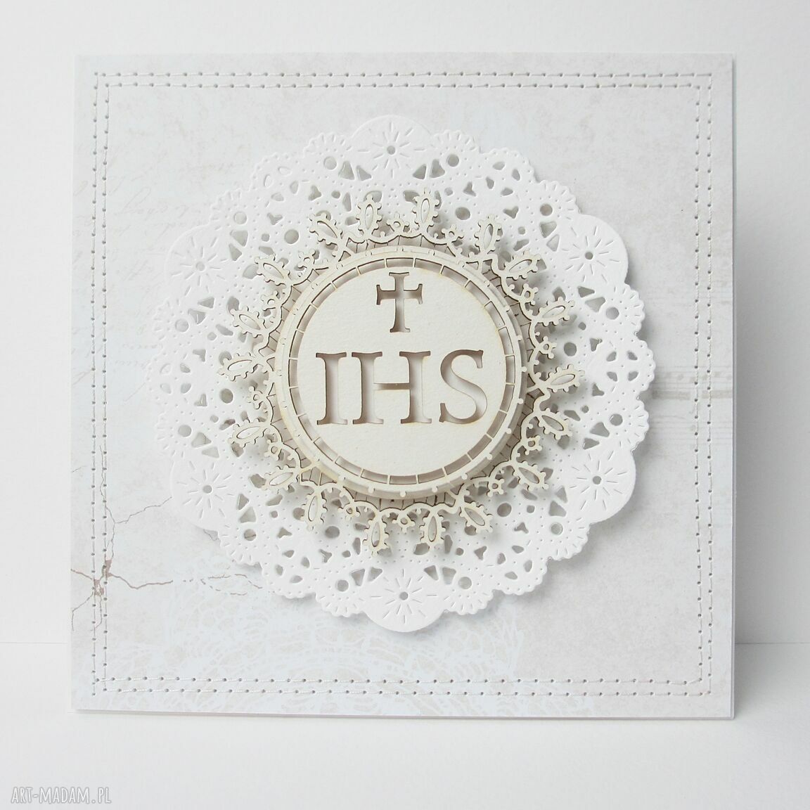 Kartka w pudełku na Komunię Świętą - rękodzieło scrapbooking 3D