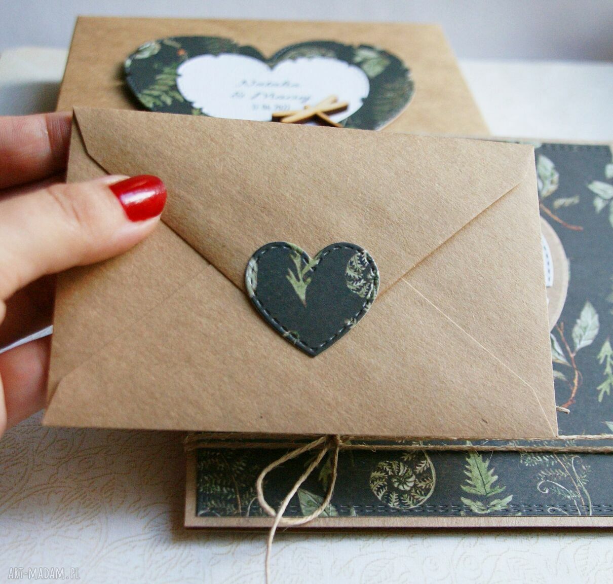 Ślubna kartka w pudełku Las - personalizowana handmade