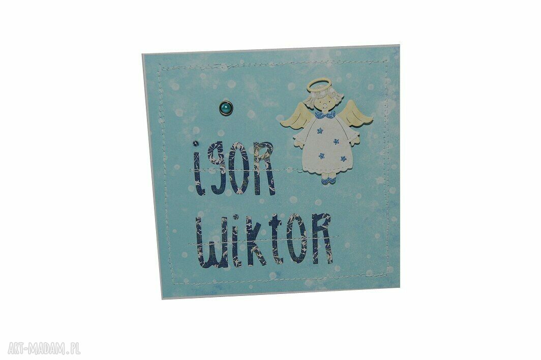 Kartka w pudełku na Chrzest Święty - personalizowana z miejscem na życzenia