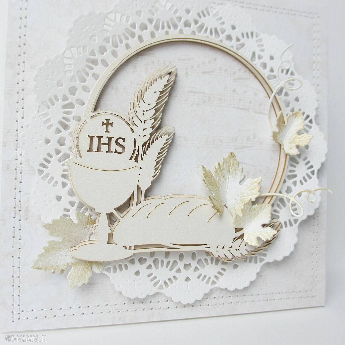 Kartka w pudełku na Komunię - rękodzieło scrapbooking 3D