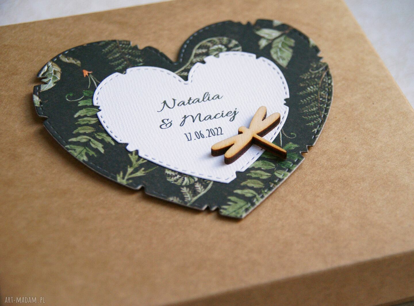 Ślubna kartka w pudełku Las - personalizowana handmade