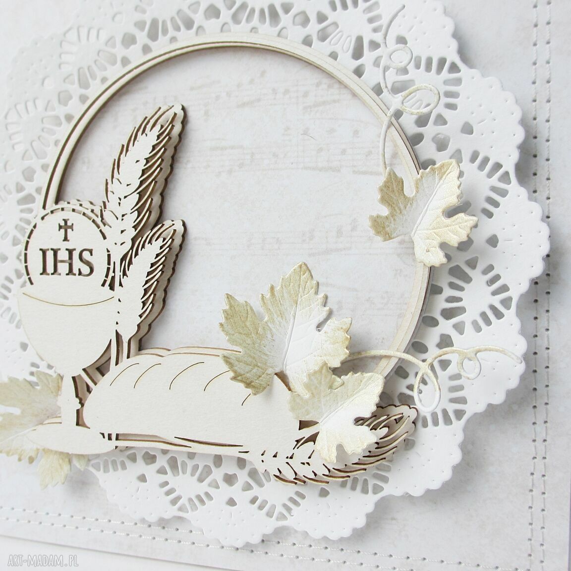 Kartka w pudełku na Komunię - rękodzieło scrapbooking 3D