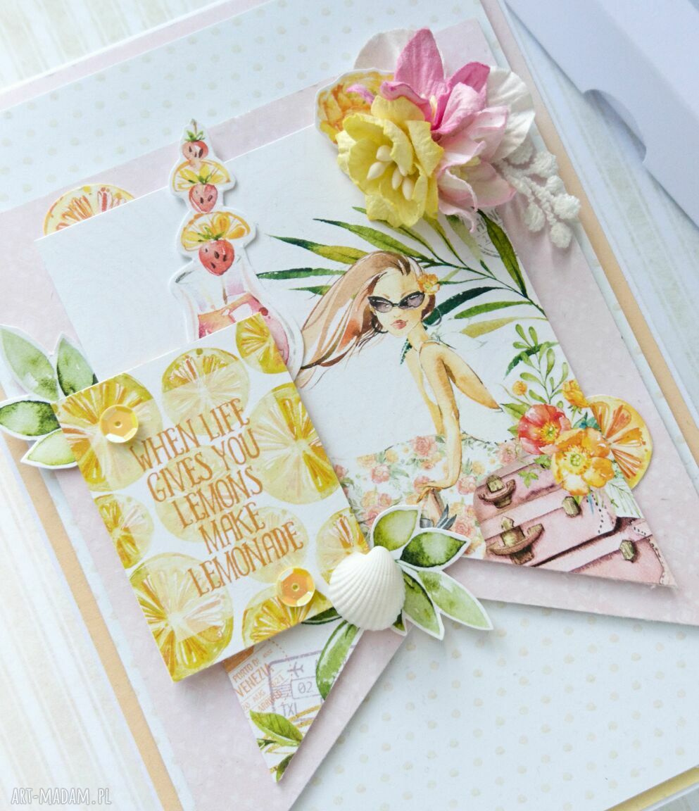 scrapbooking kartki: Kartka wakacyjna 03 w pudełku Ręcznie zrobione