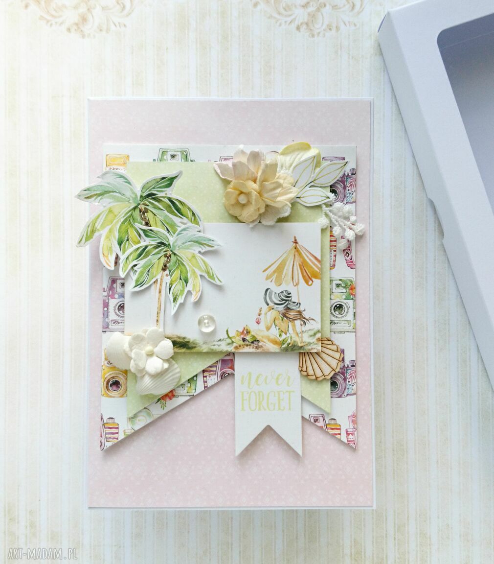 scrapbooking kartki: Kartka wakacyjna 04 w pudełku Ręcznie zrobione