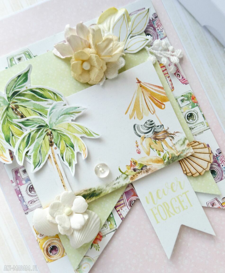 scrapbooking kartki: Kartka wakacyjna 04 w pudełku Ręcznie zrobione