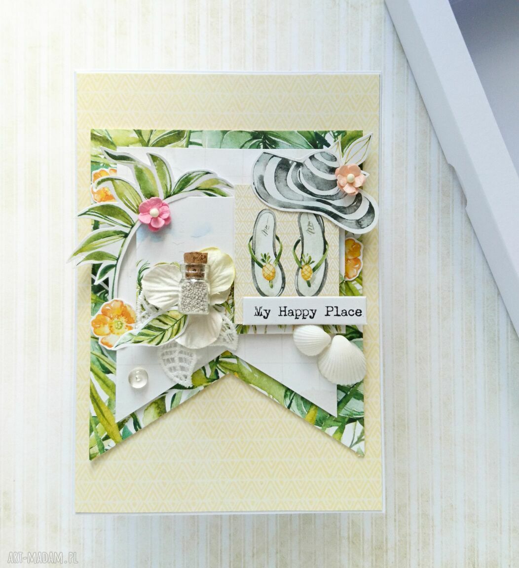 scrapbooking kartki: Kartka wakacyjna 05 w pudełku Ręcznie zrobione
