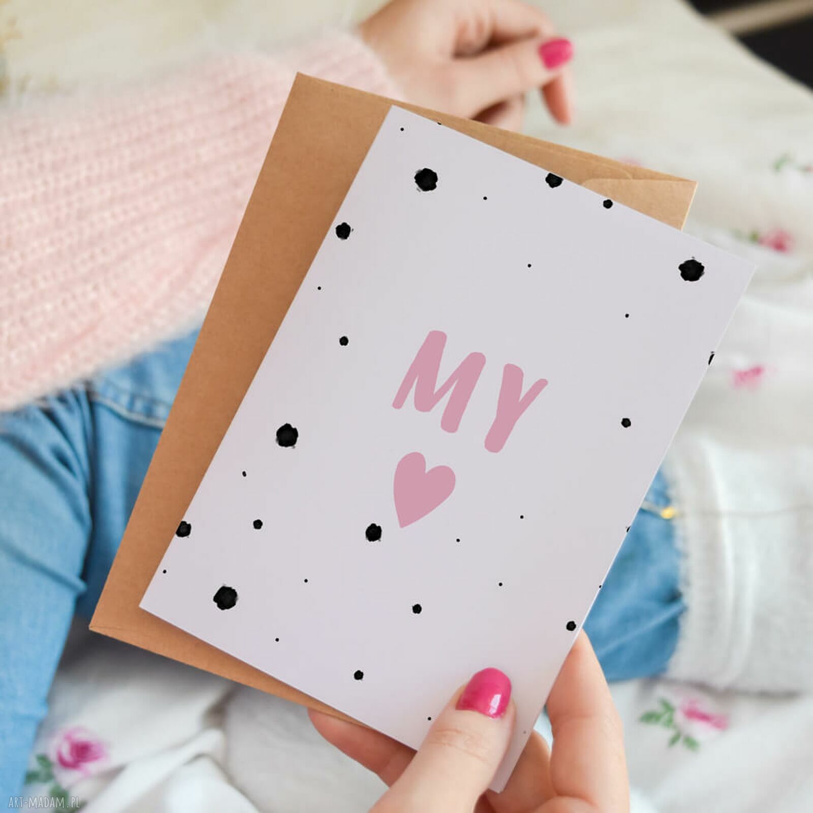 Delikatny karnet miłosny 'My' - kartka walentynkowa na rocznicę A6