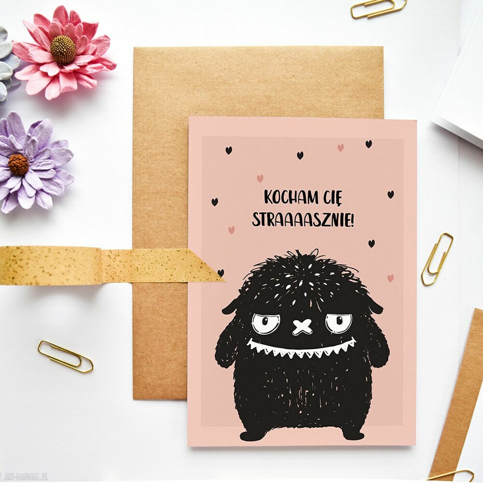 Kartka walentynkowa z potworem - Strasznie Cię kocham