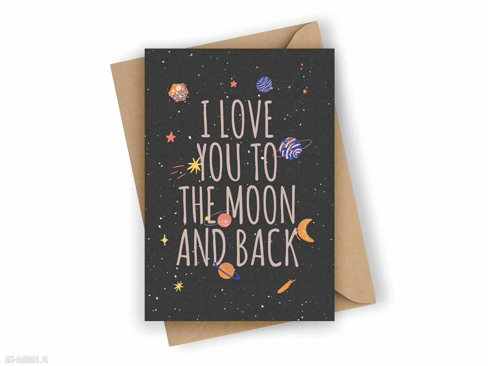 Kartka walentynkowa I love you to the moon and back