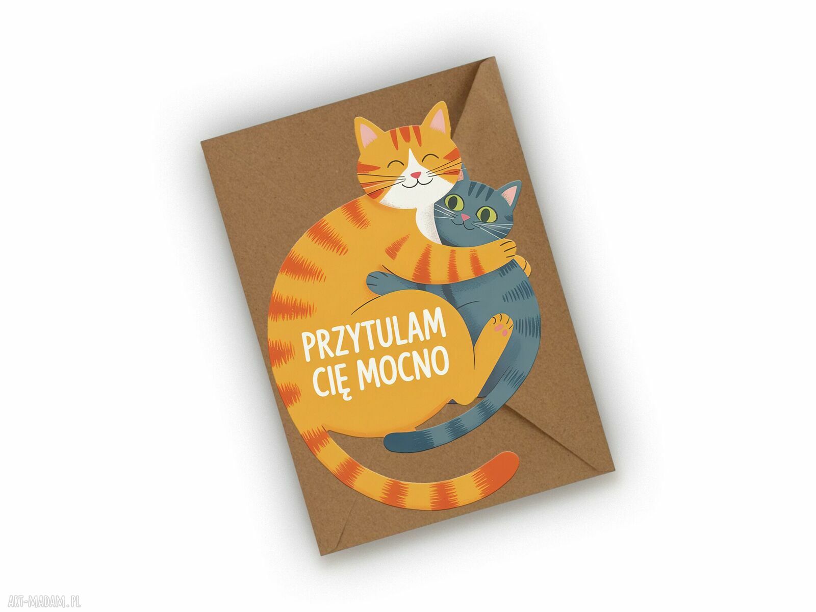 Kartka walentynkowa z kotkami - przytulam cię mocno