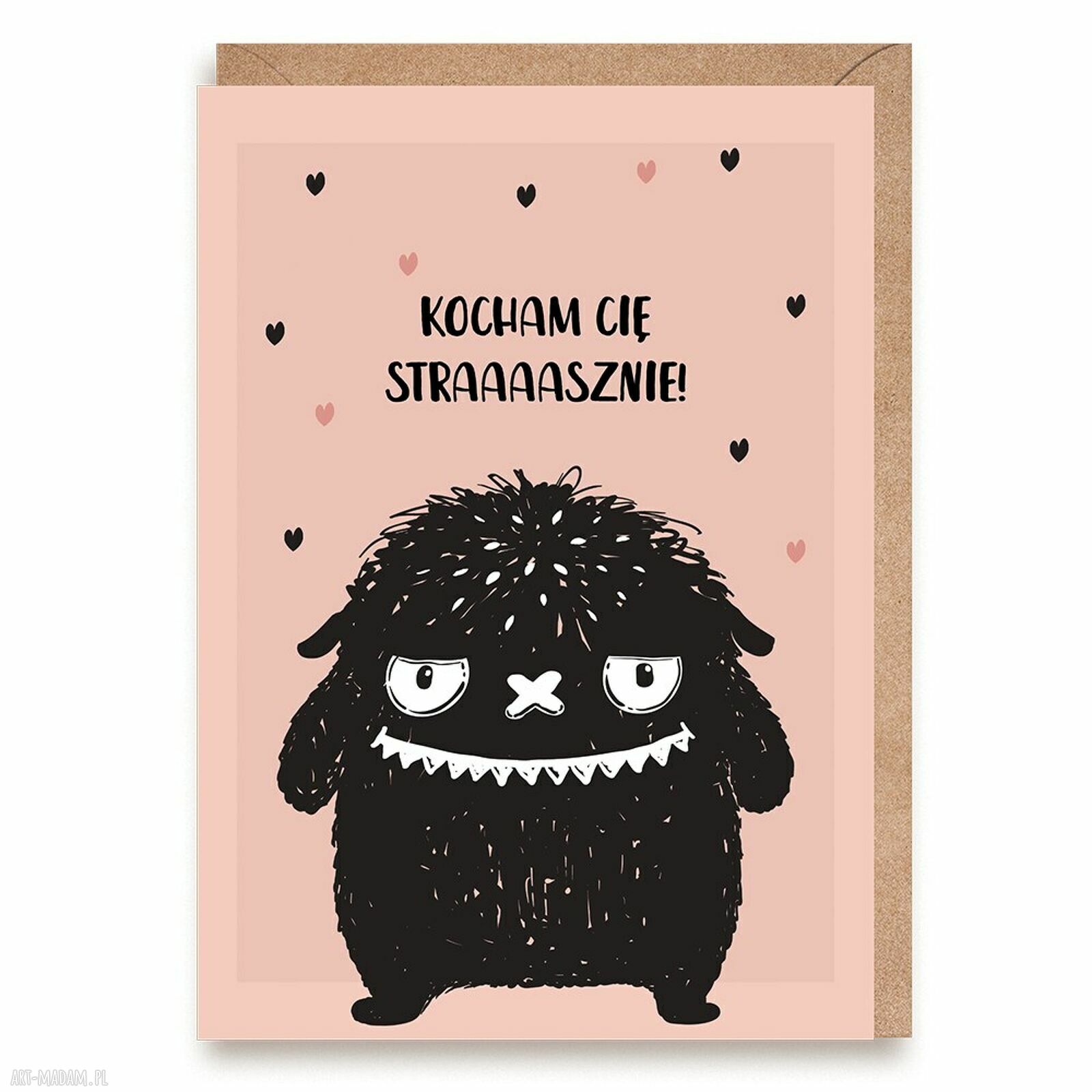 Kartka walentynkowa z potworem - Strasznie Cię kocham